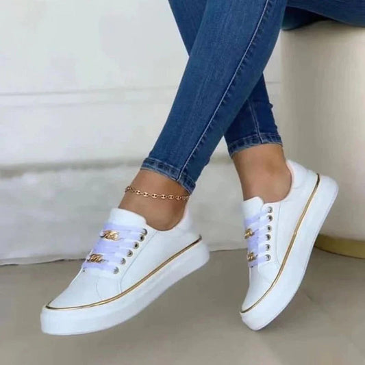 Women's Sneakers with Gold Chain Detail