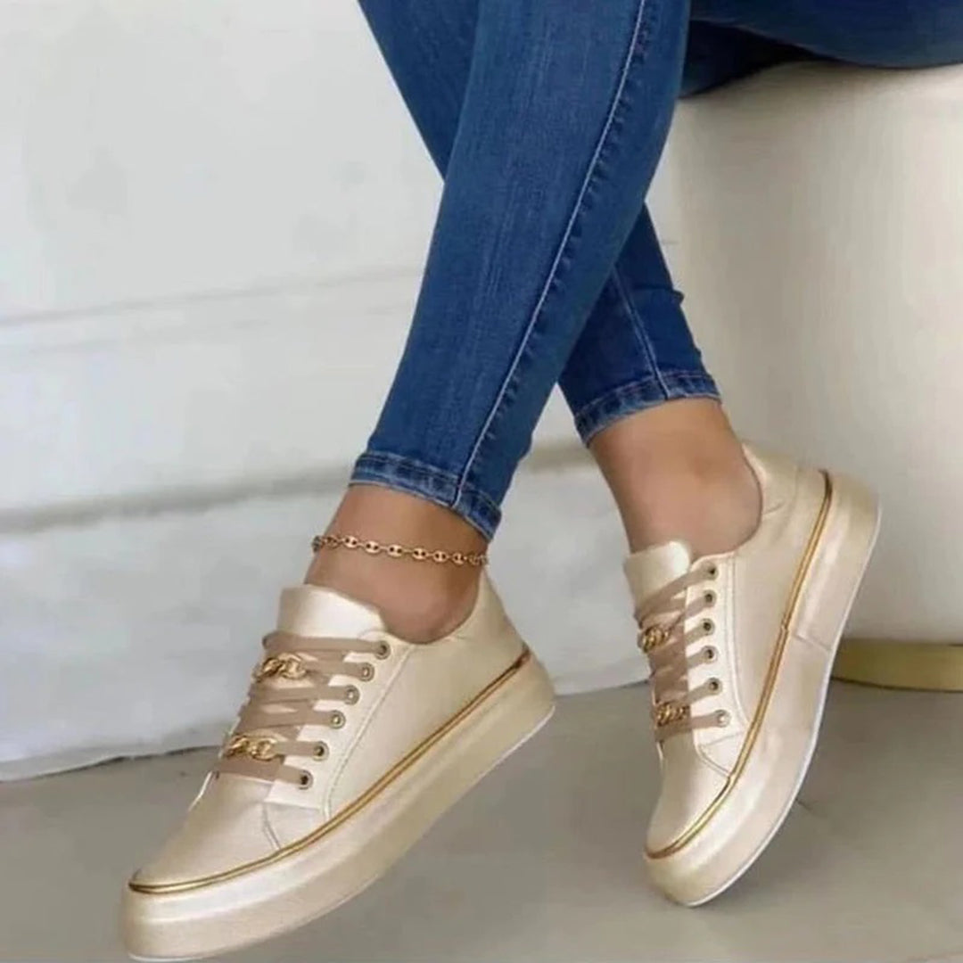 Women's Sneakers with Gold Chain Detail