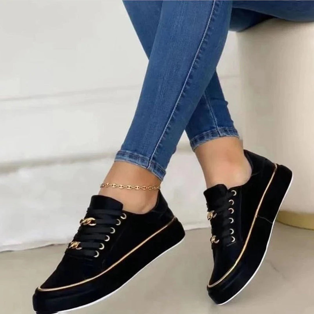 Women's Sneakers with Gold Chain Detail