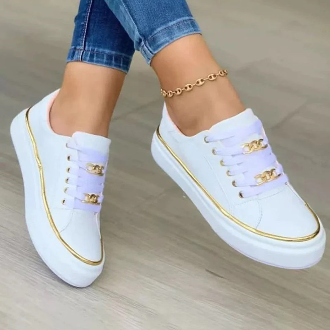 Women's Sneakers with Gold Chain Detail