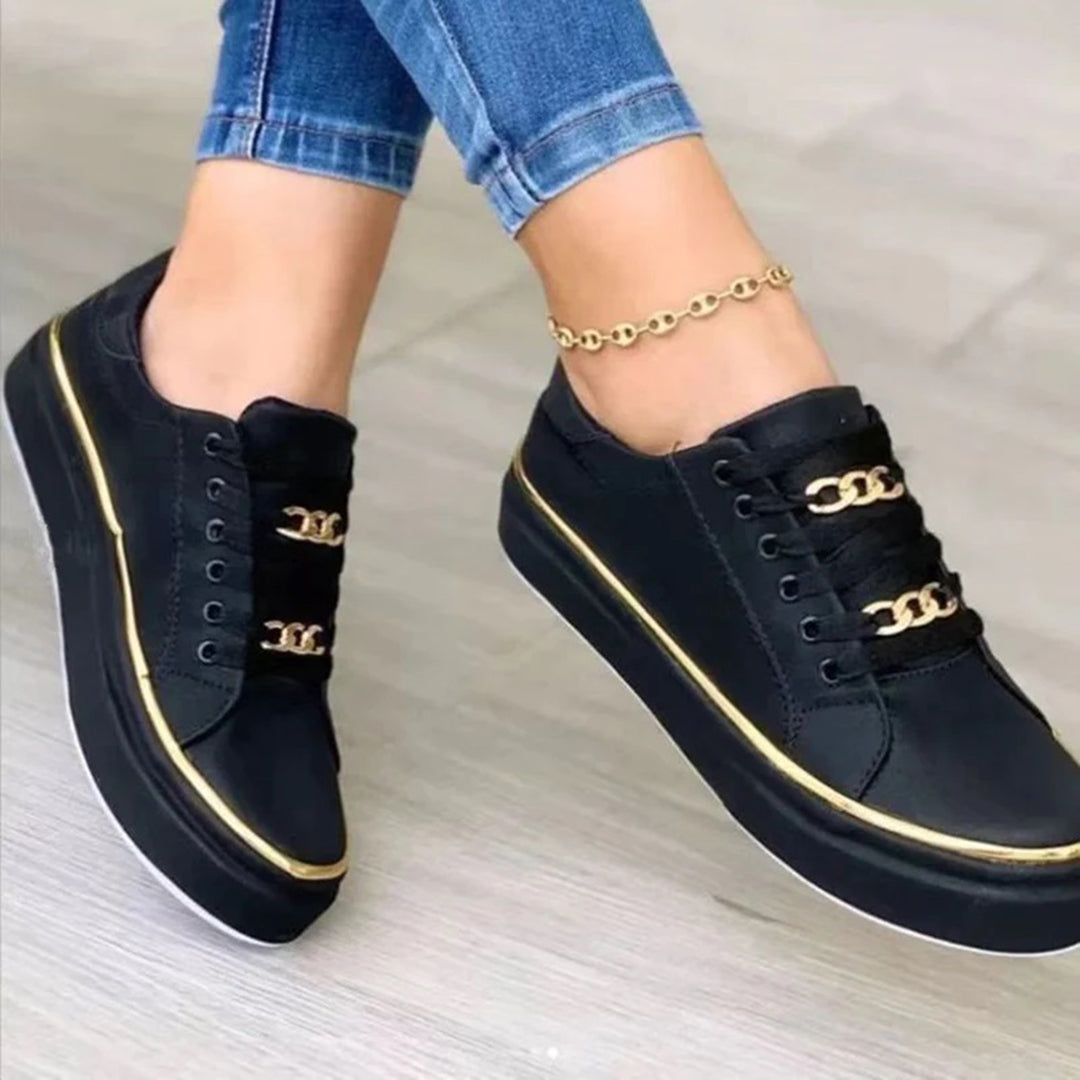 Women's Sneakers with Gold Chain Detail