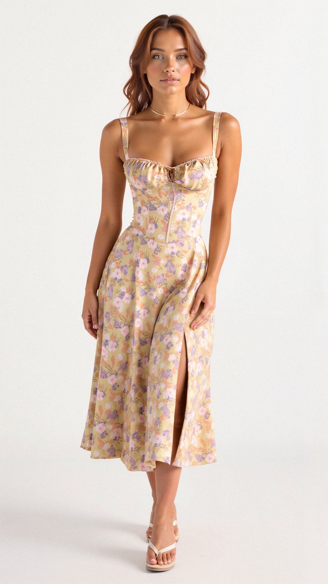 Women's Spaghetti Strap A-Line Midi Dress