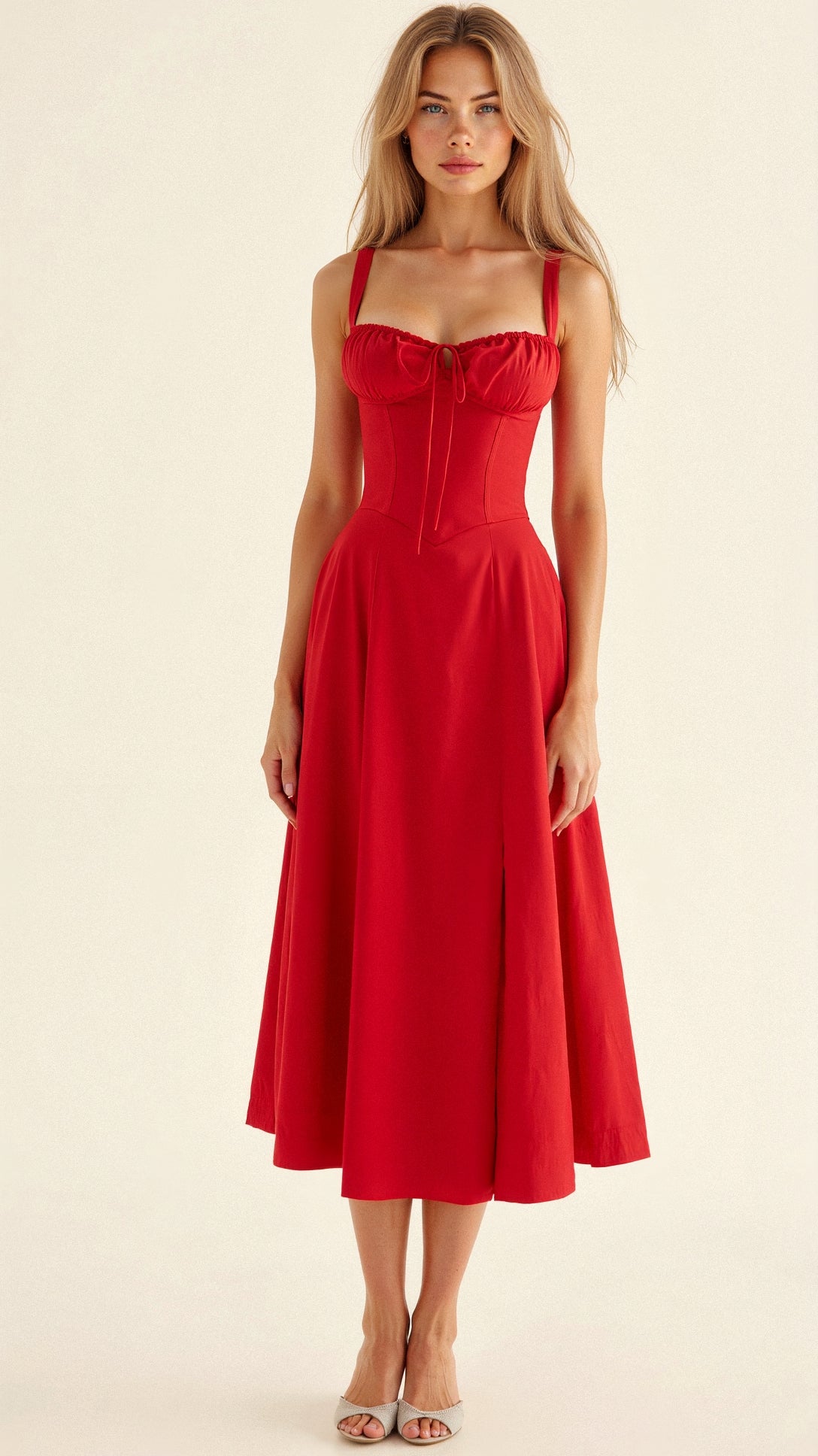 Women's Spaghetti Strap A-Line Midi Dress