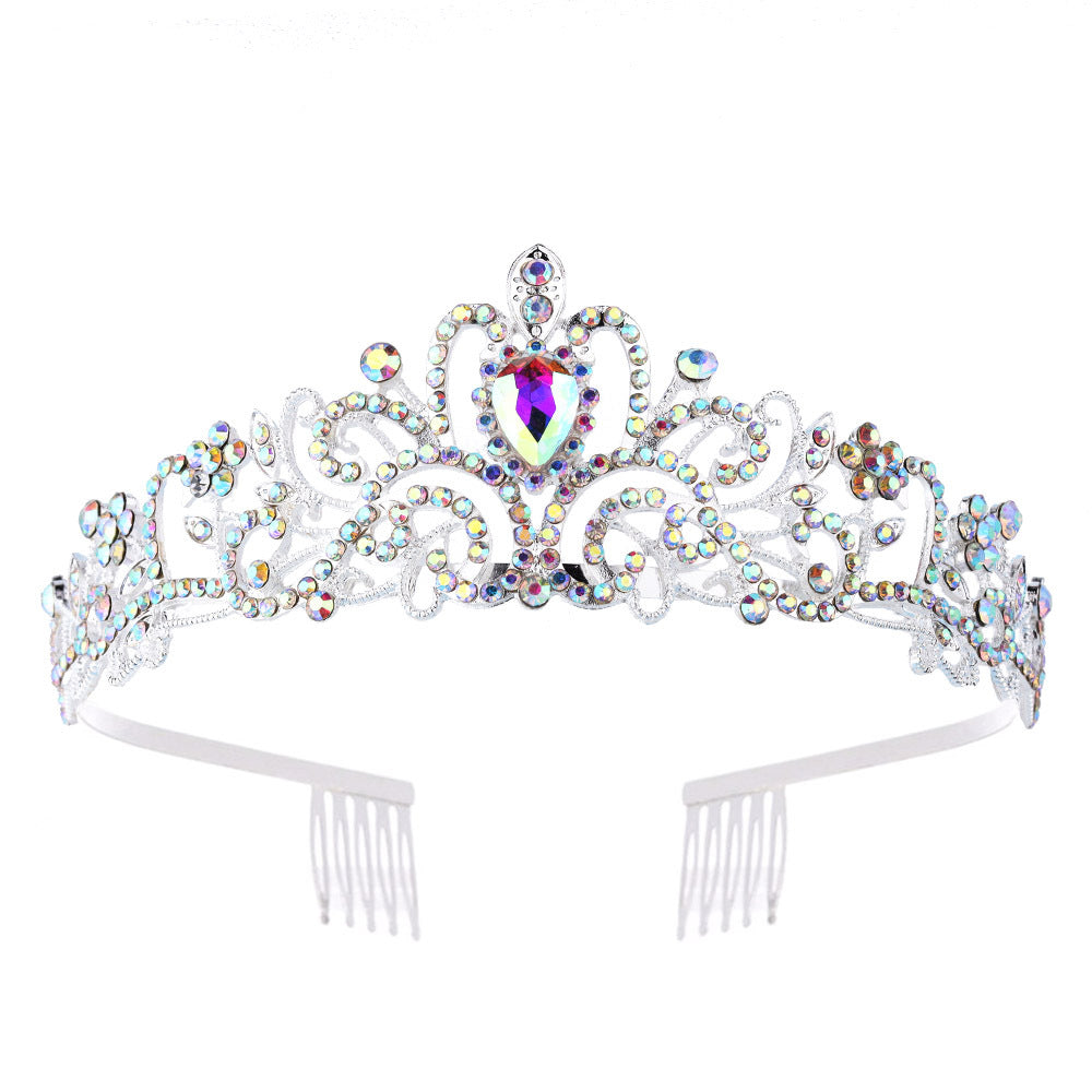 Women's Sparkling Crystal Tiara with Filigree Design Crown