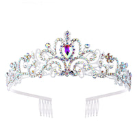 Women's Sparkling Crystal Tiara with Filigree Design Crown