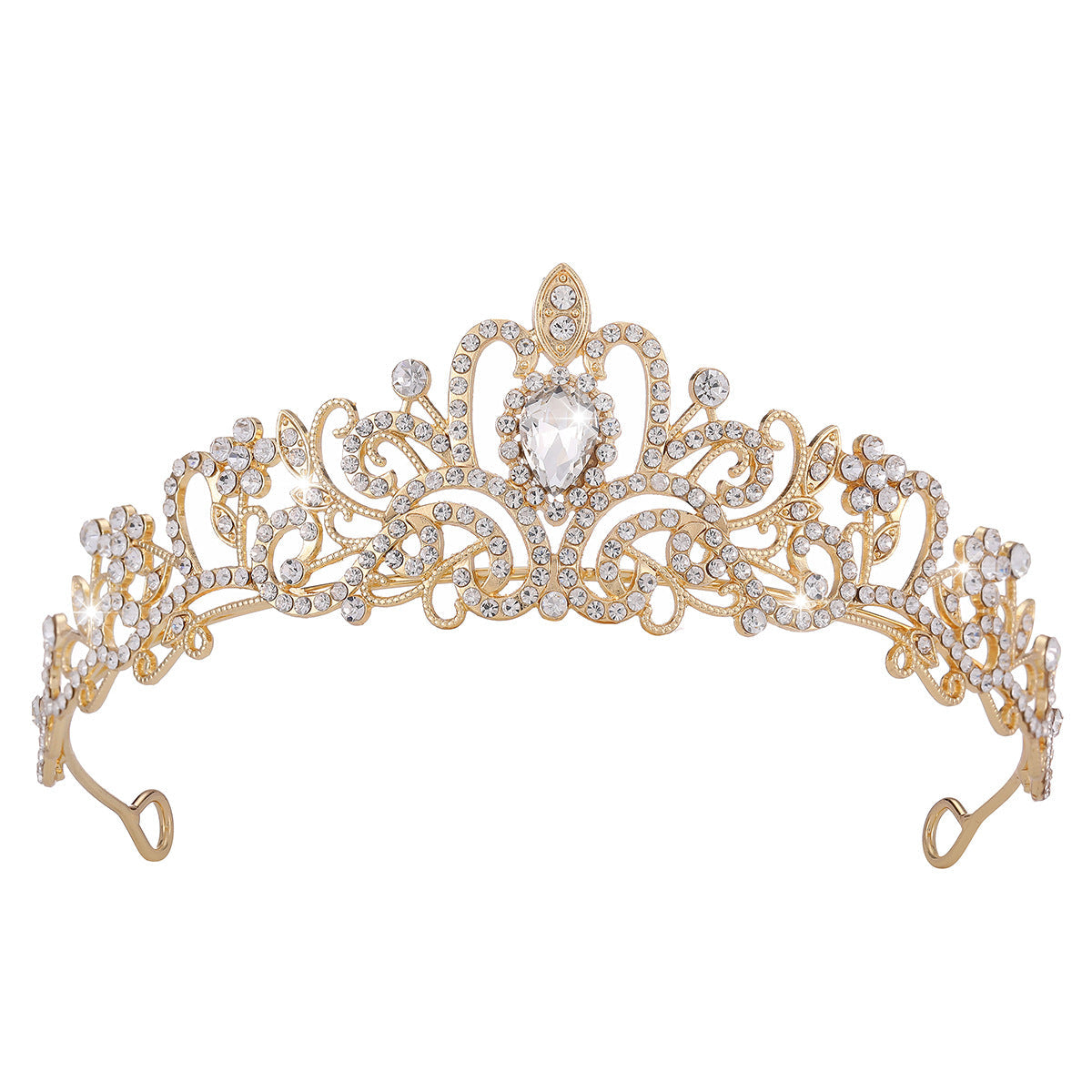 Women's Sparkling Crystal Tiara with Filigree Design Crown