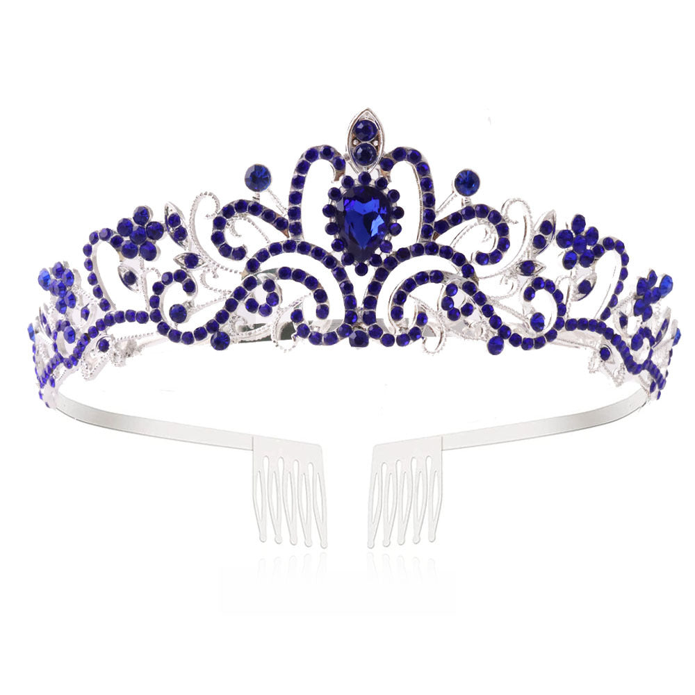 Women's Sparkling Crystal Tiara with Filigree Design Crown