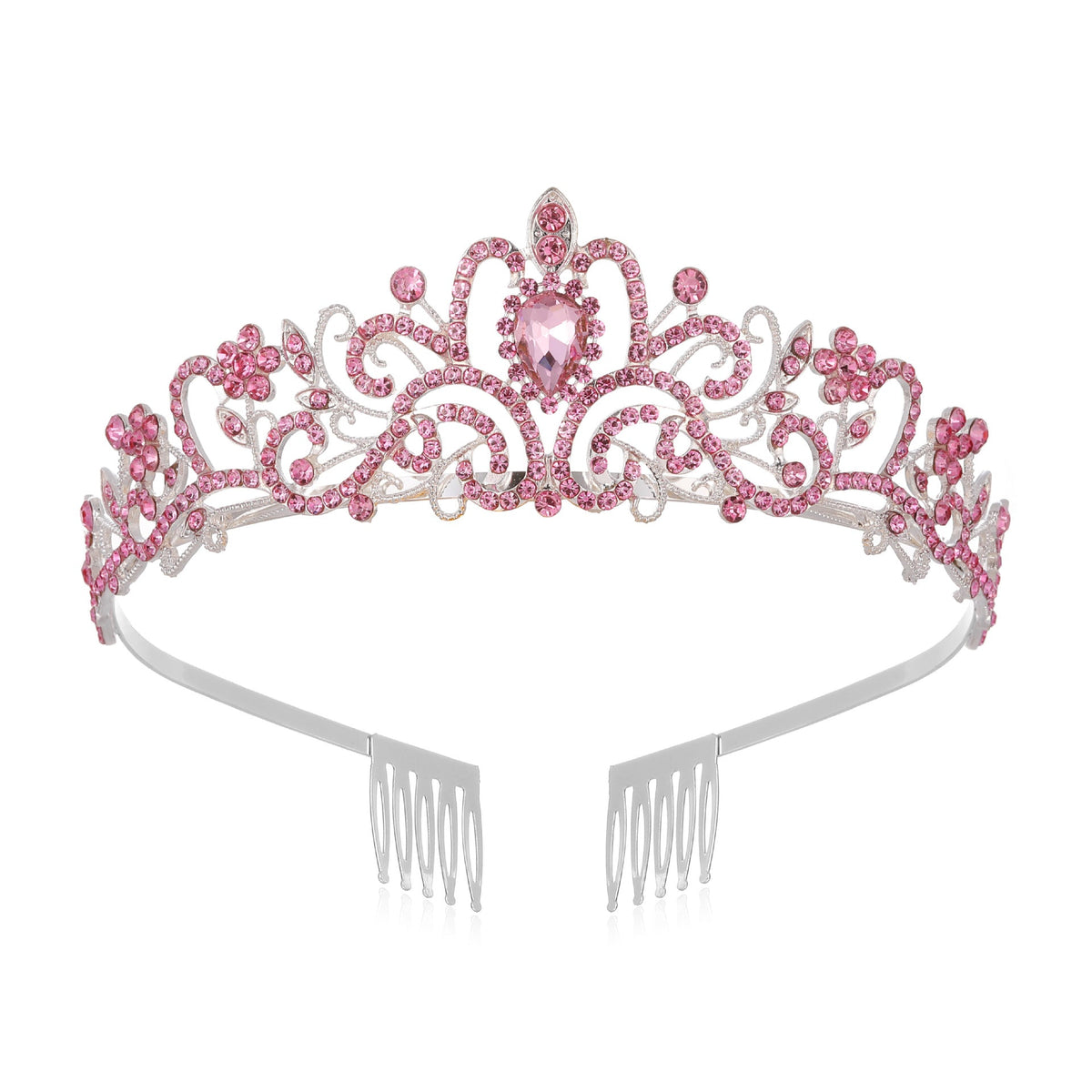 Women's Sparkling Crystal Tiara with Filigree Design Crown