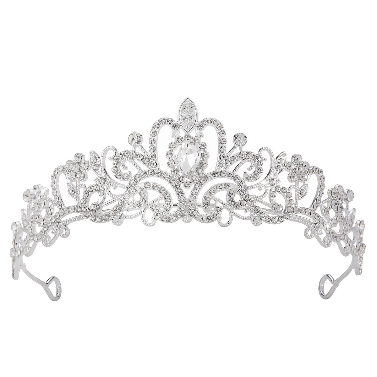 Women's Sparkling Crystal Tiara with Filigree Design Crown