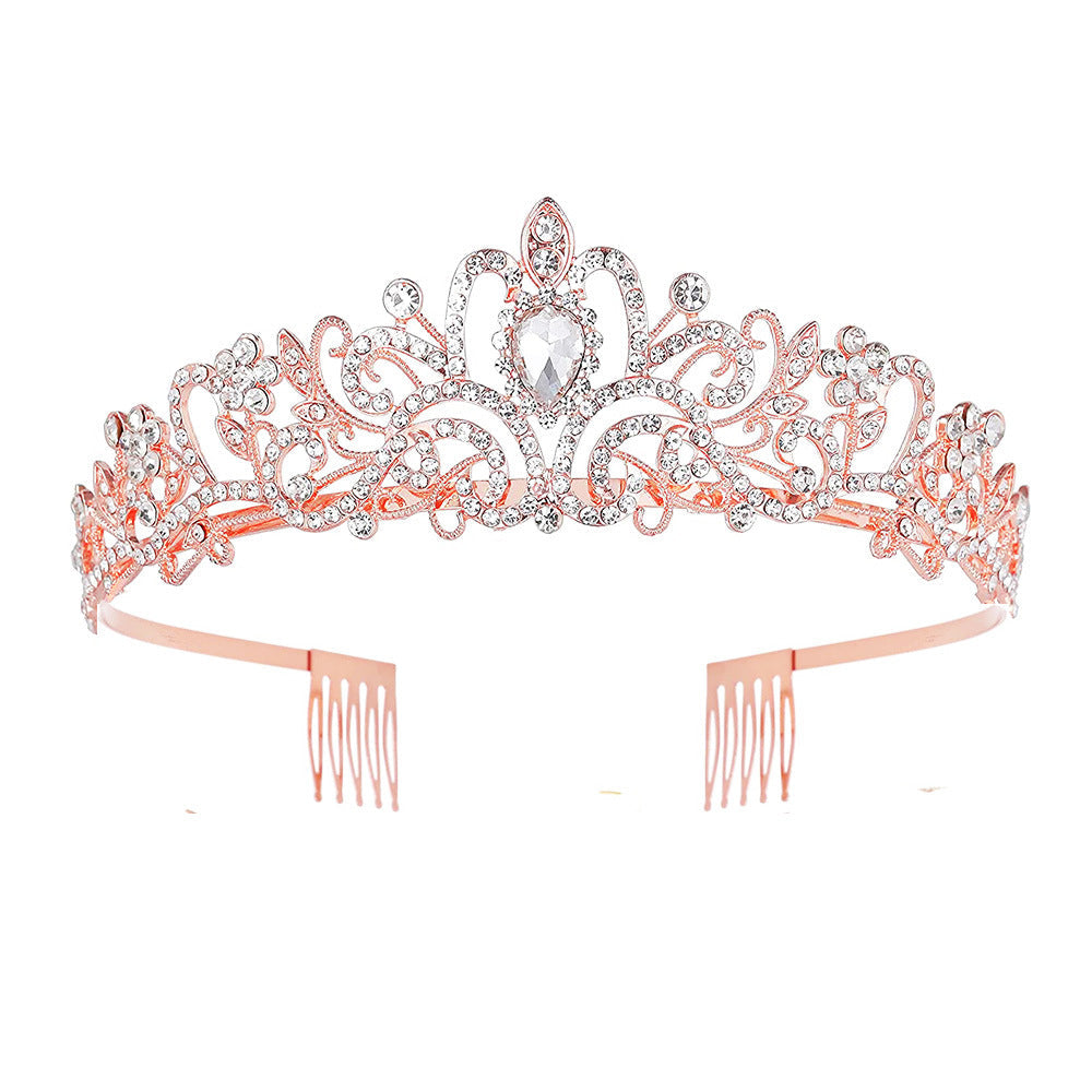 Women's Sparkling Crystal Tiara with Filigree Design Crown
