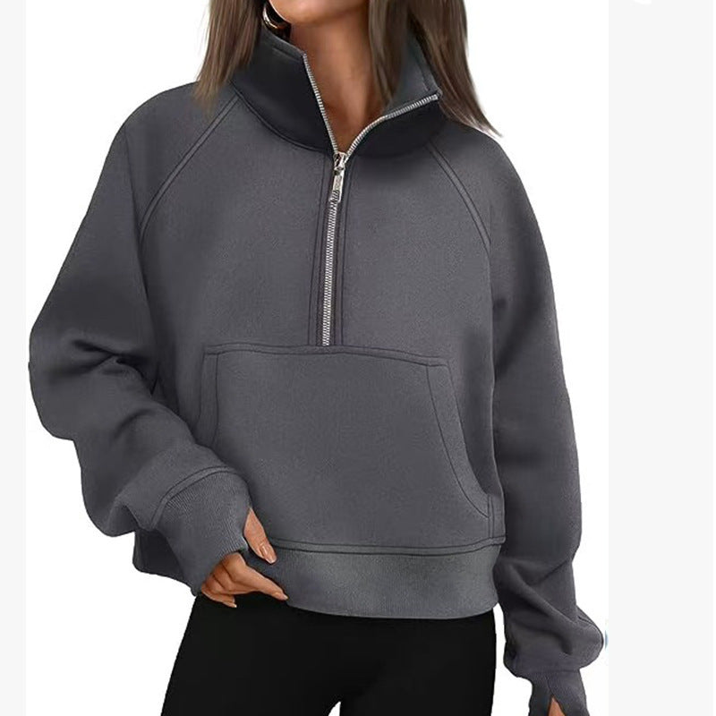 Women's Sporty High-Collar Hoodie