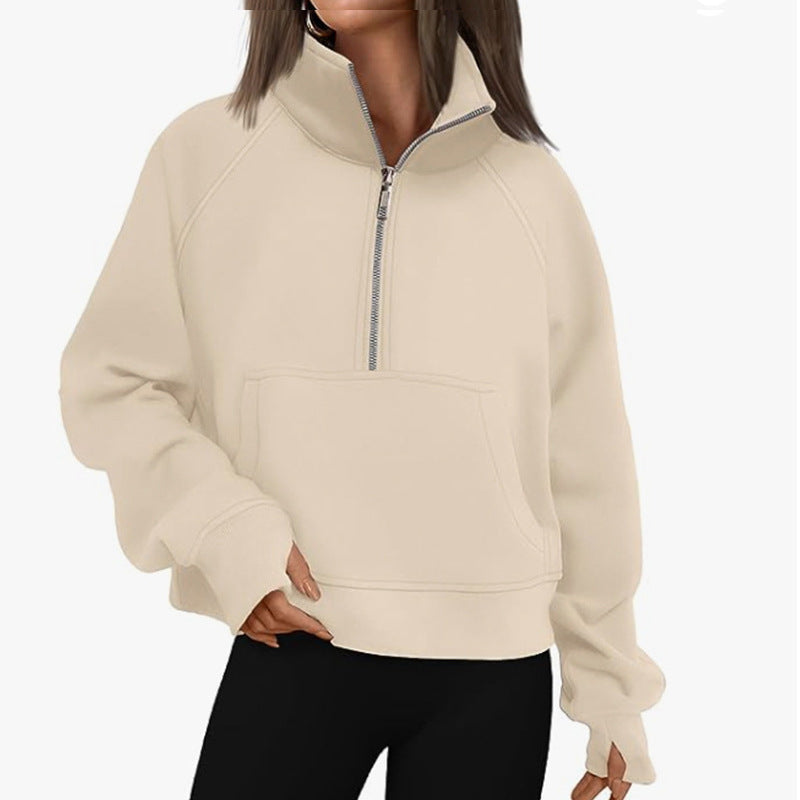 Women's Sporty High-Collar Hoodie