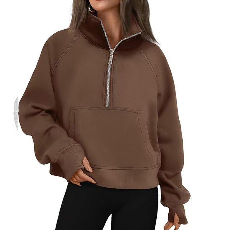 Women's Sporty High-Collar Hoodie