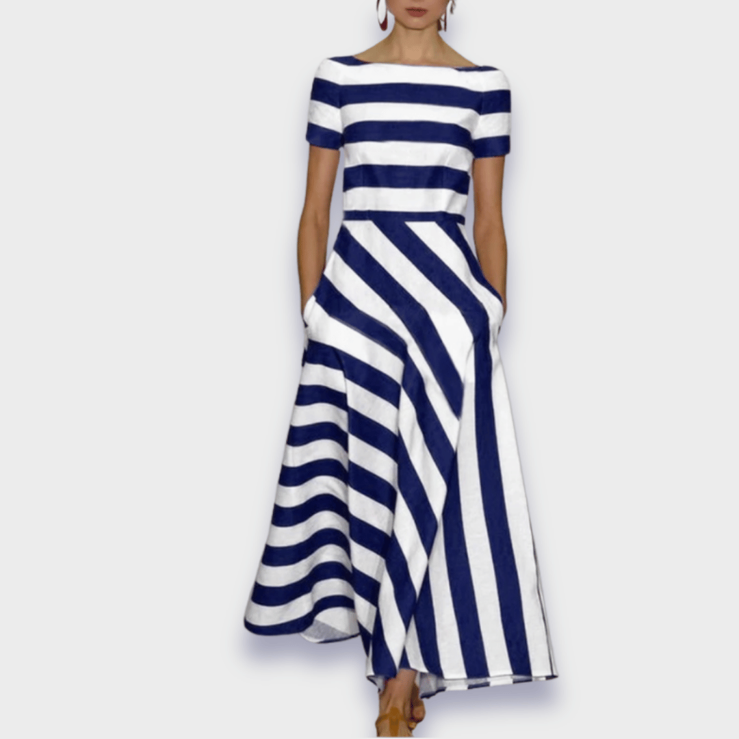 Women's Striped A-Line Midi Dress