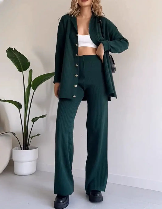 Women's Striped Jacquard Knit Two-Piece Set