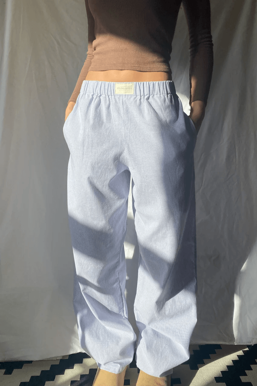 Women's Striped Lounge Pants with Elastic Waistband