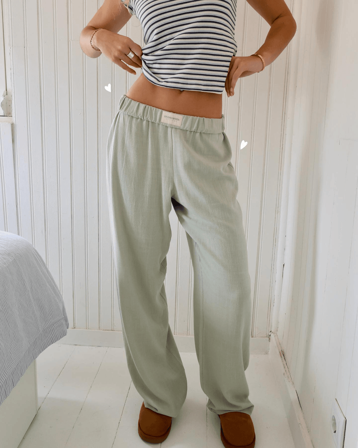 Women's Striped Lounge Pants with Elastic Waistband