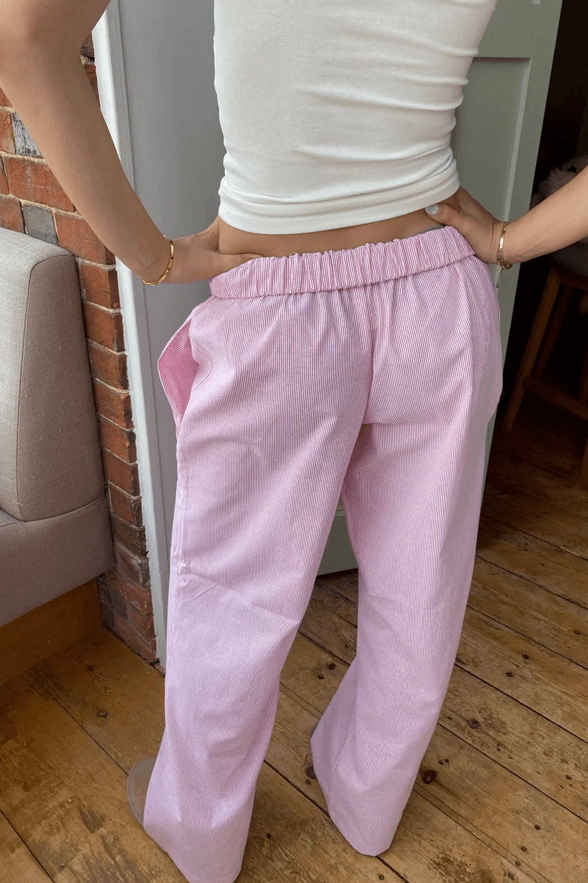 Women's Striped Lounge Pants with Elastic Waistband
