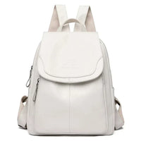 Women's Structured Leather Flap Backpack