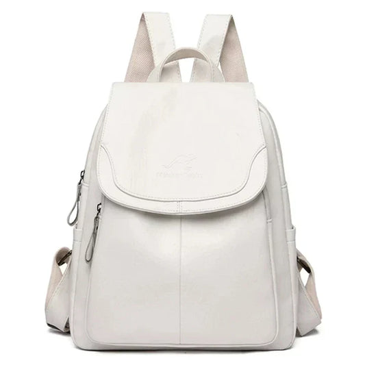 Women's Structured Leather Flap Backpack