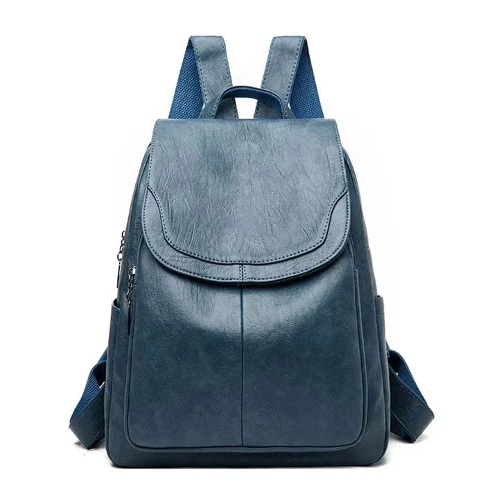 Women's Structured Leather Flap Backpack