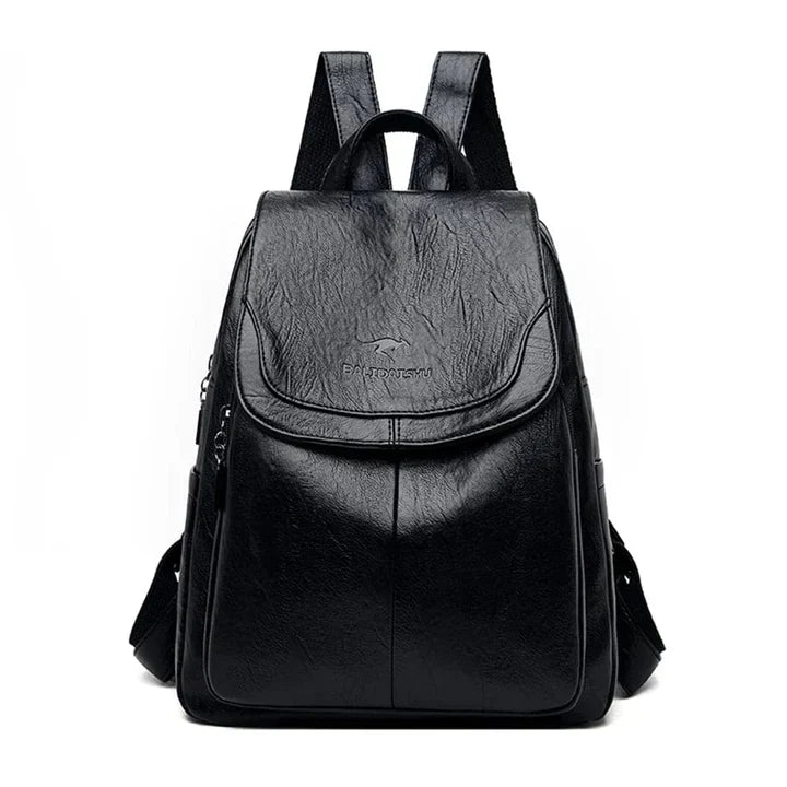 Women's Structured Leather Flap Backpack
