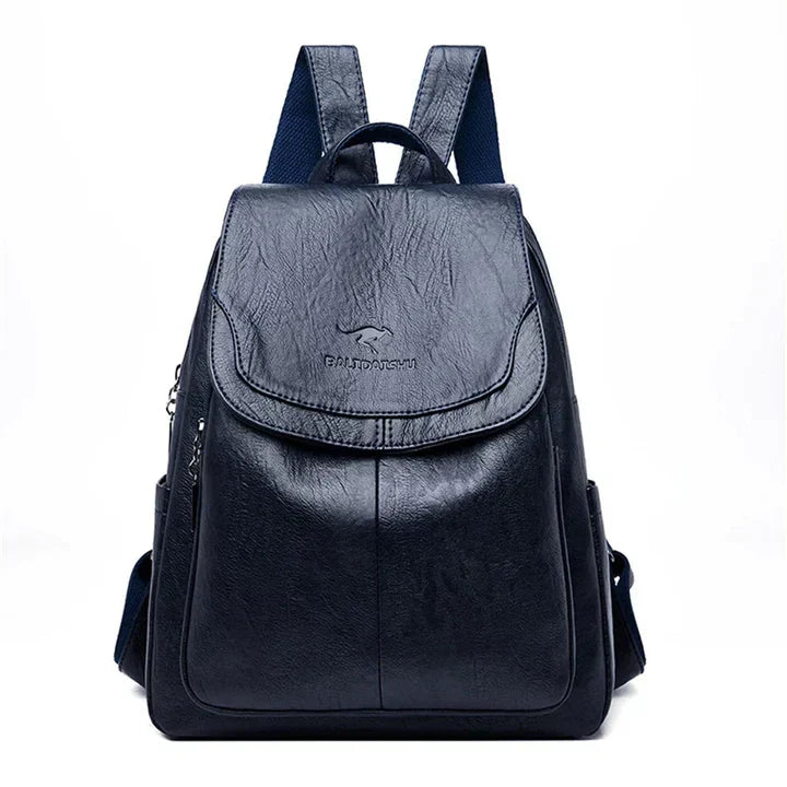 Women's Structured Leather Flap Backpack