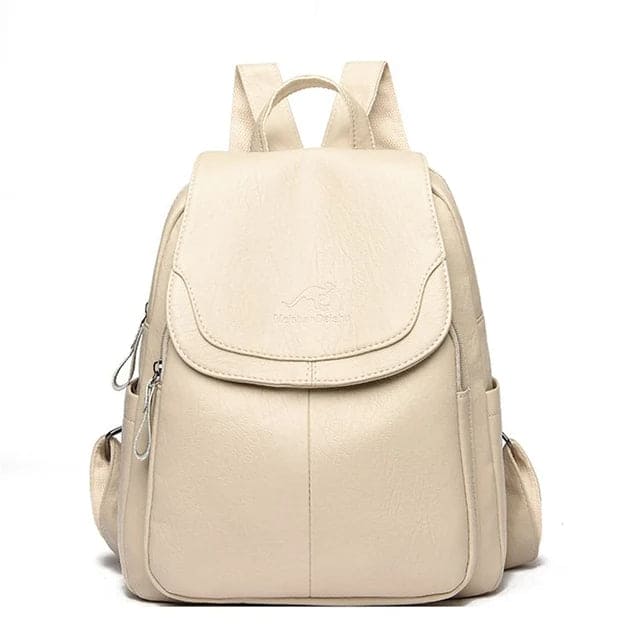Women's Structured Leather Flap Backpack