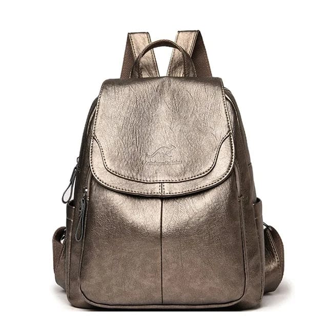 Women's Structured Leather Flap Backpack