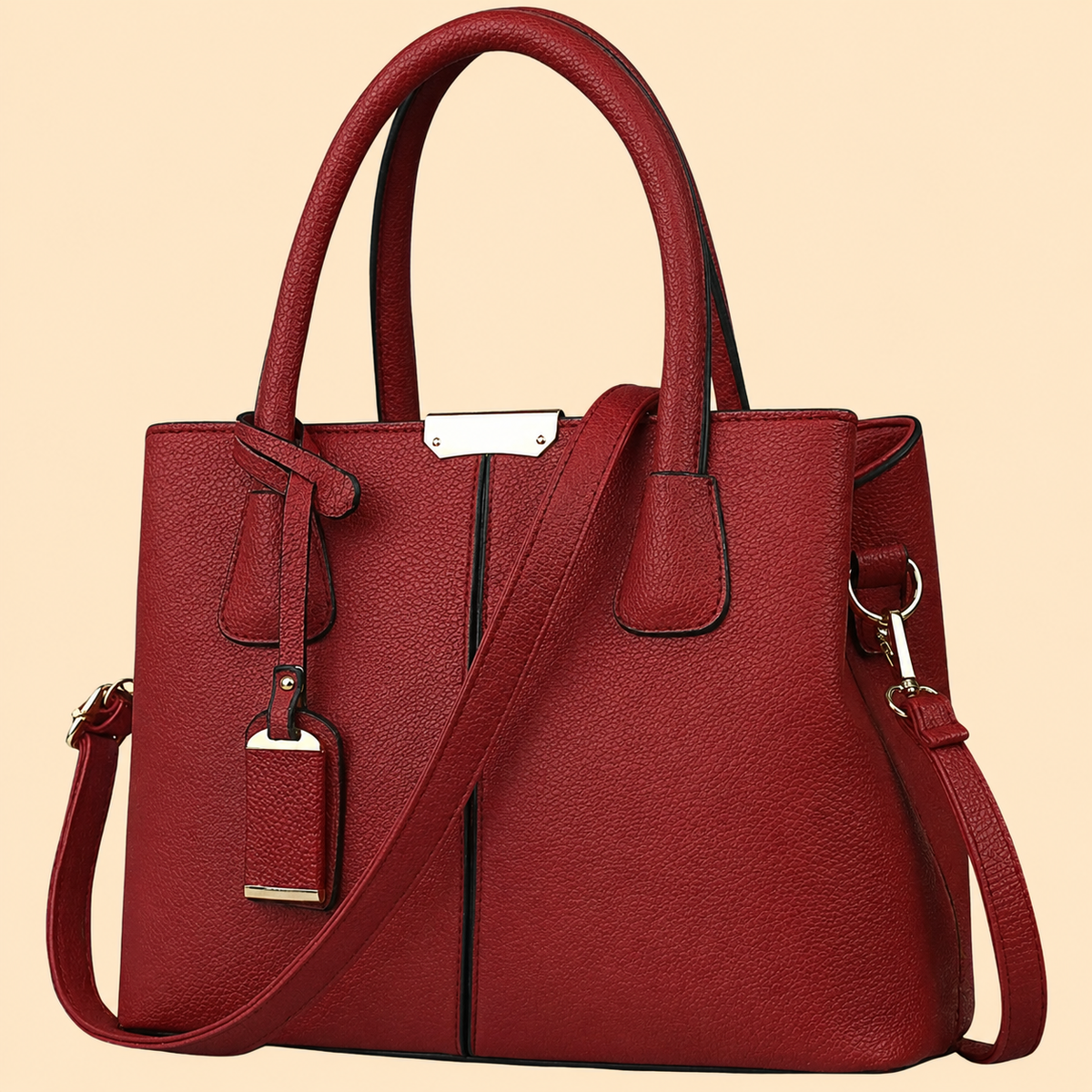 Women's Structured Top Handle Bag with Tassel Accent