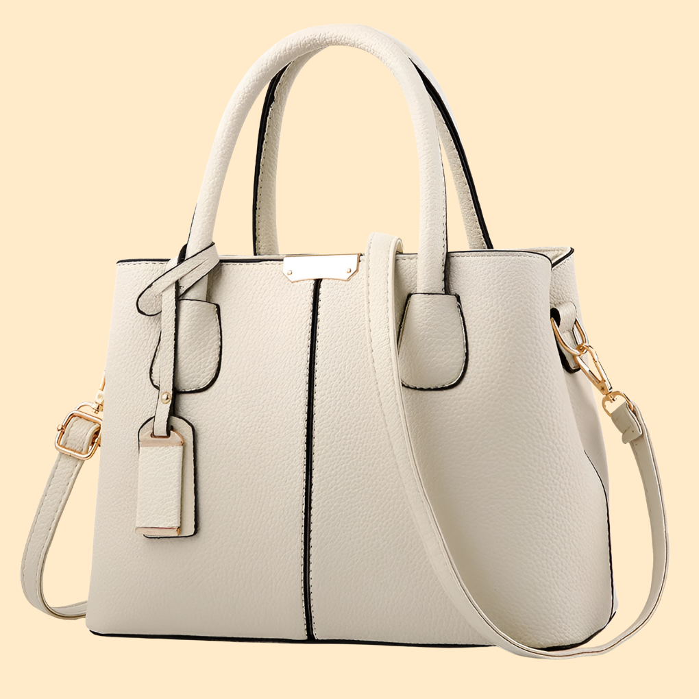Women's Structured Top Handle Bag with Tassel Accent