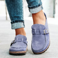 Women's Suede Buckle Slippers with Soft Foam Comfort Sole