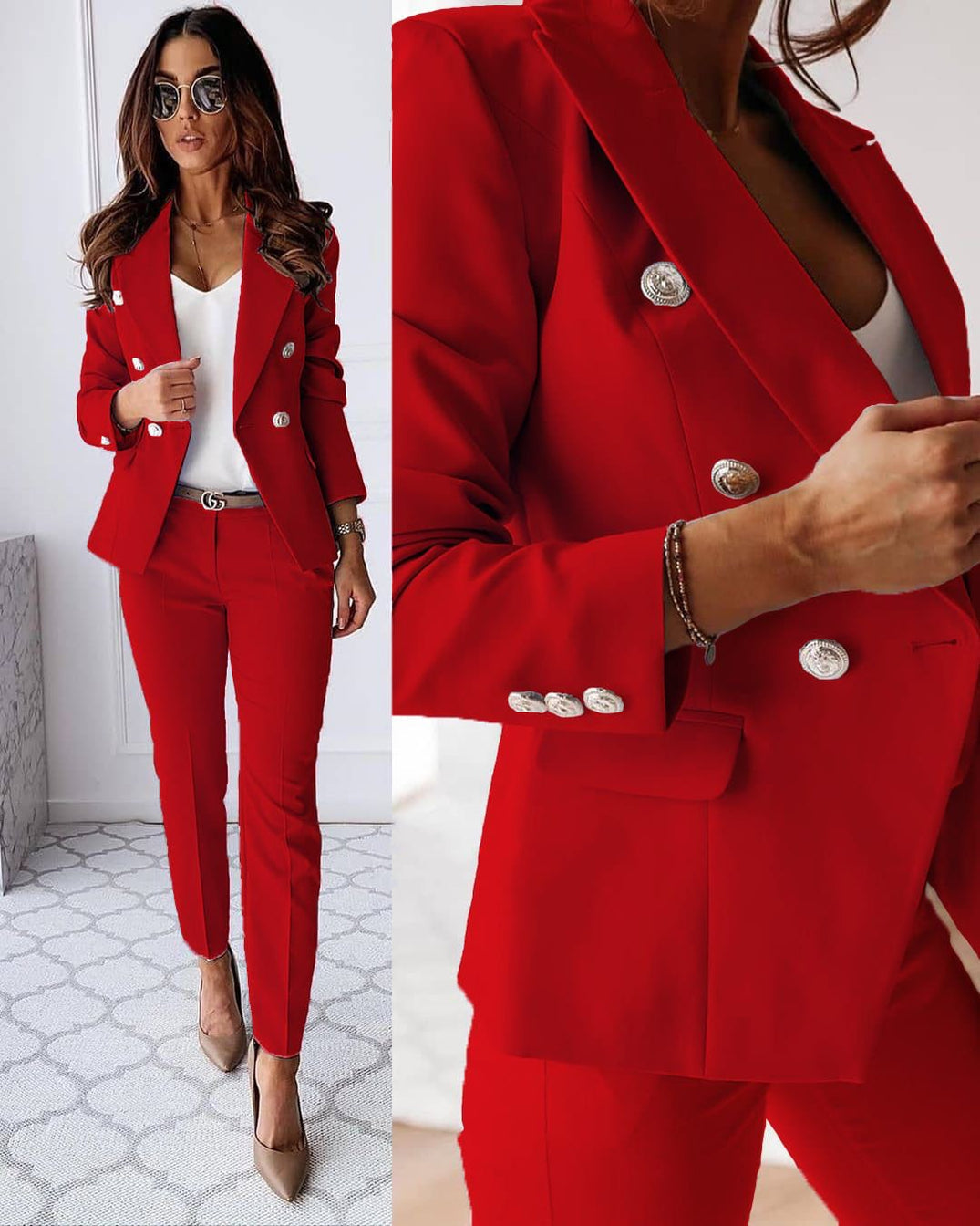 Women's Suit - Blazer and Elegant Slim-Fit Pants