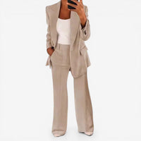 Women's Suit Set with 1-Button Blazer and Trousers