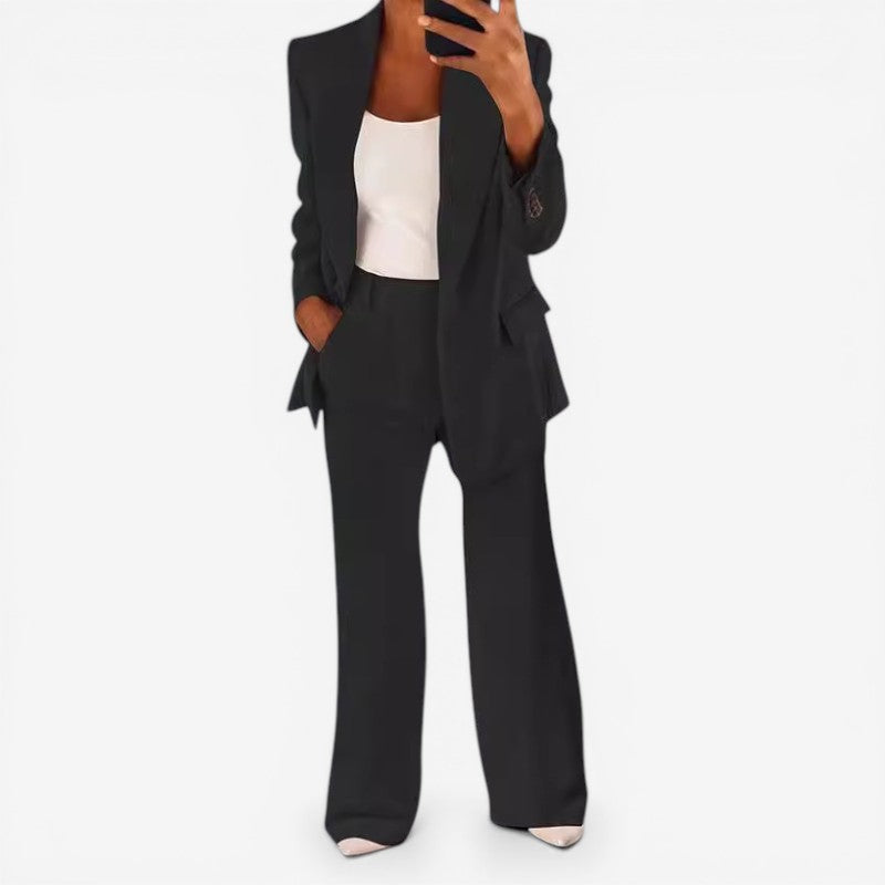 Women's Suit Set with 1-Button Blazer and Trousers