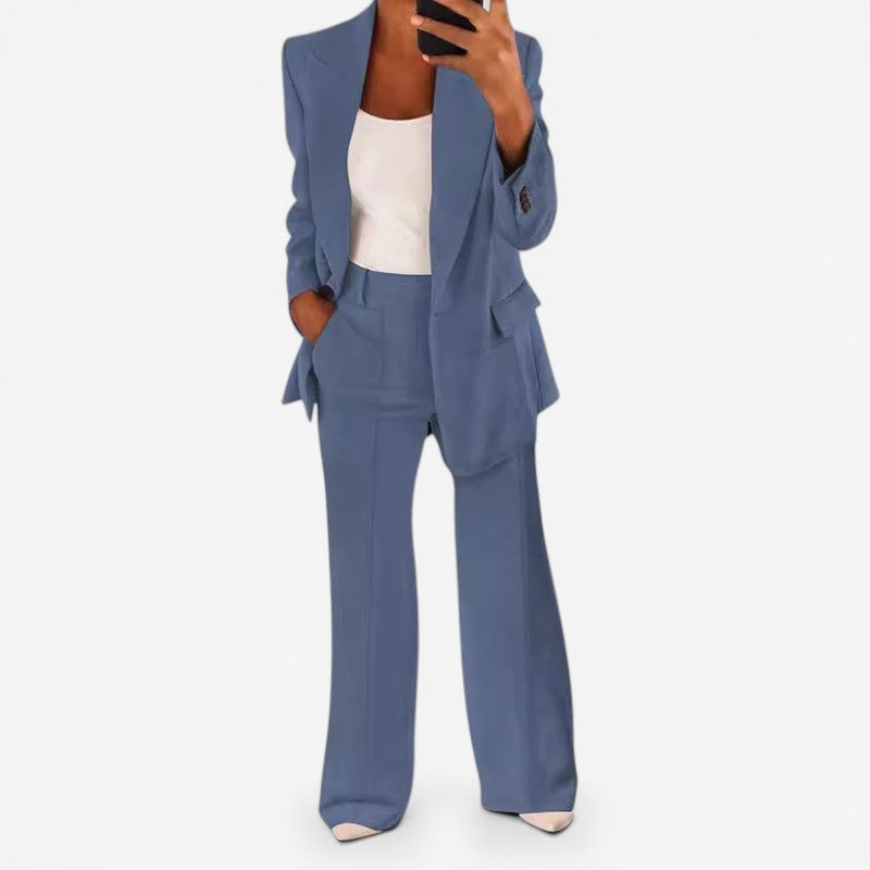 Women's Suit Set with 1-Button Blazer and Trousers