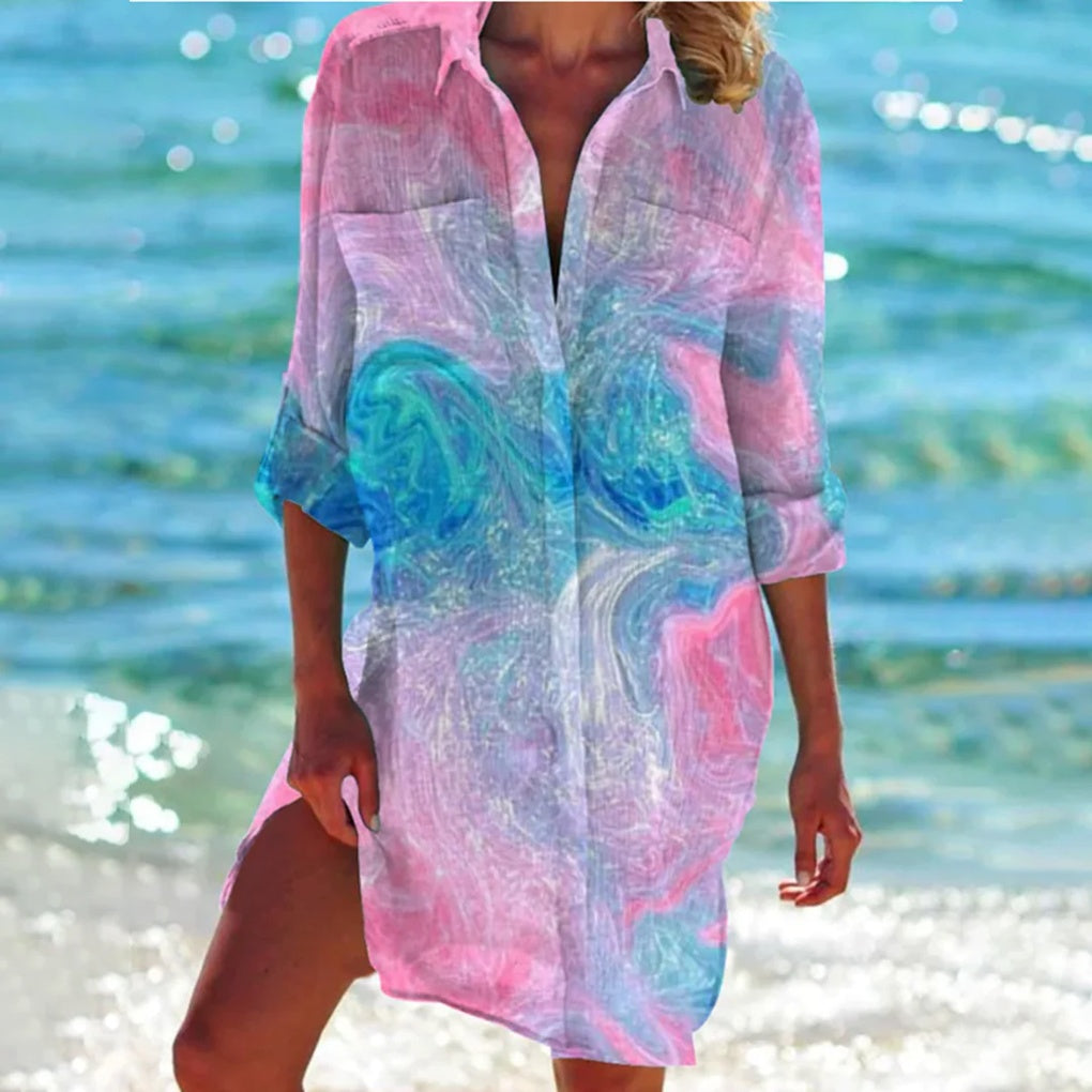 Women's Tie-Dye Beach Shirt Cover-Up