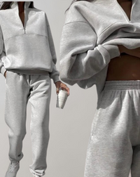 Women's Tracksuit Set with Half-Zip Sweatshirt