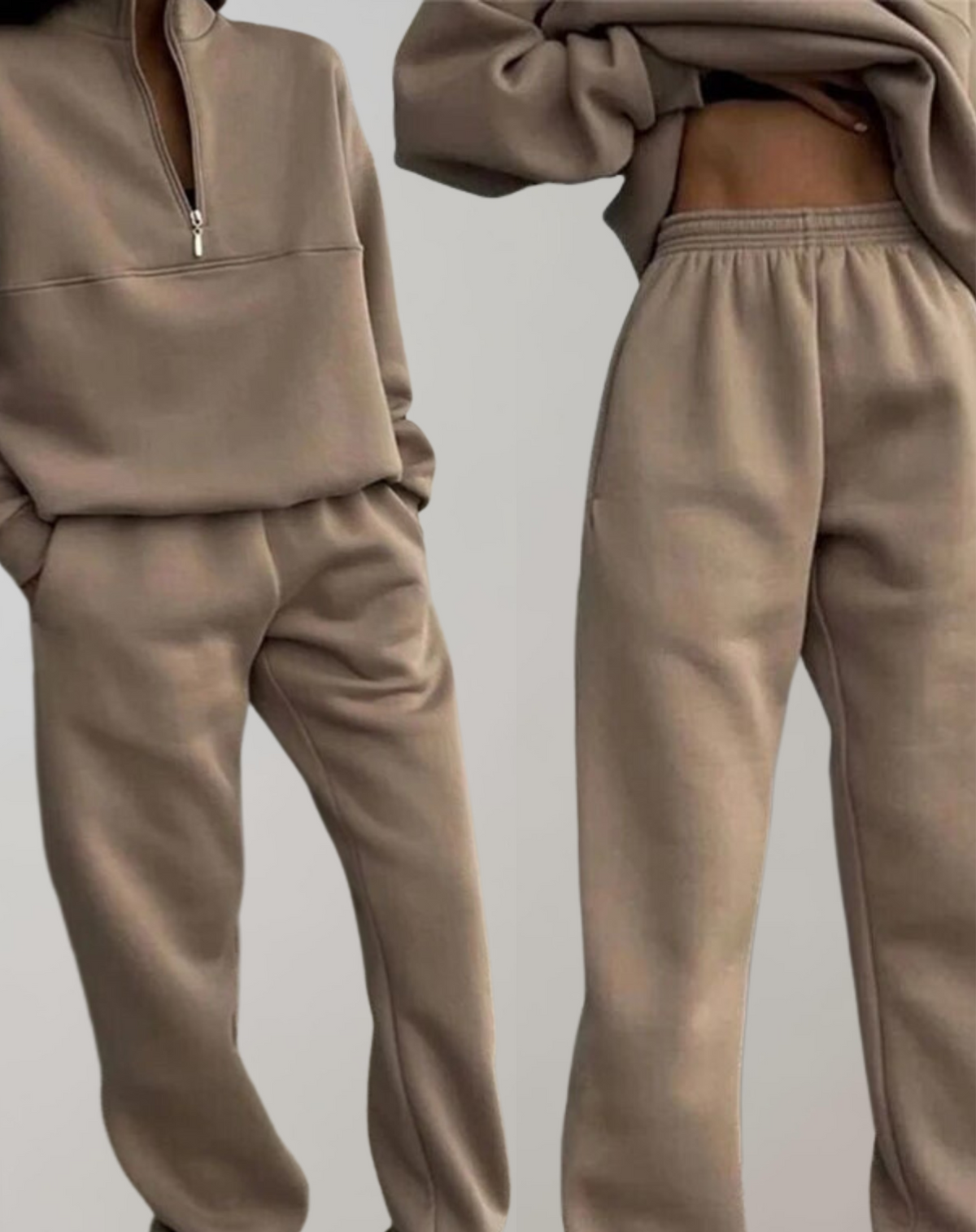 Women's Tracksuit Set with Half-Zip Sweatshirt
