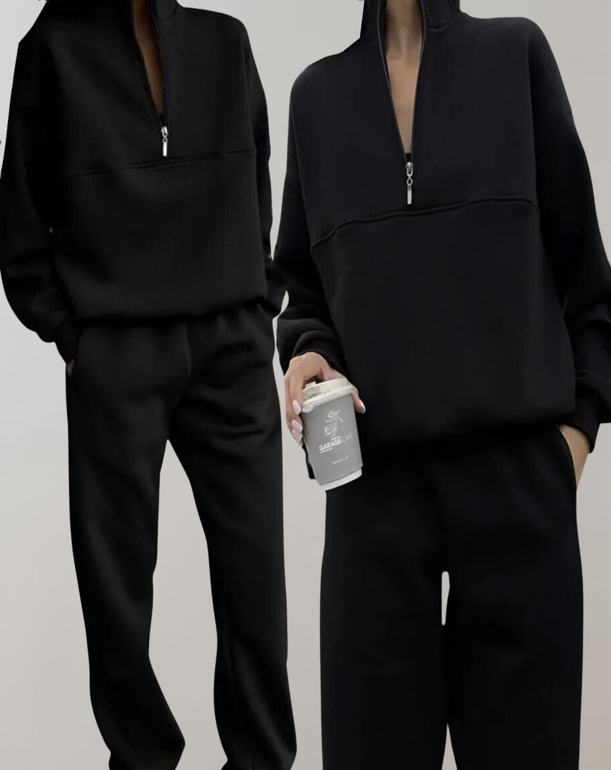 Women's Tracksuit Set with Half-Zip Sweatshirt