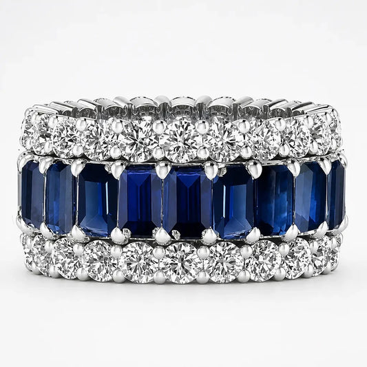 Women's Triple-Row Sapphire-Look Eternity Band Ring
