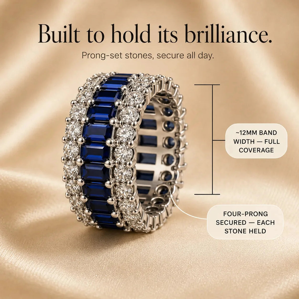 Women's Triple-Row Sapphire-Look Eternity Band Ring