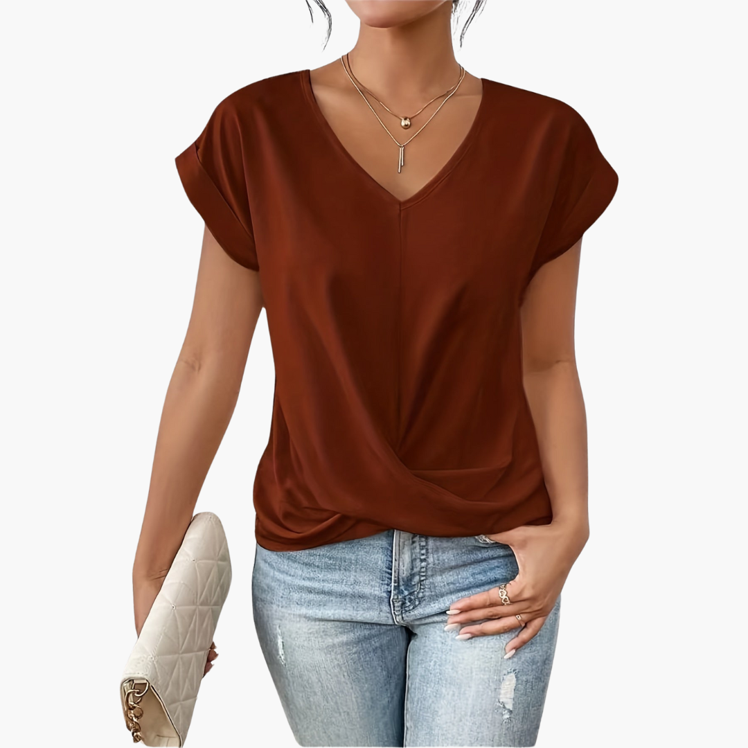 Women's Twist-Front V-Neck T-Shirt
