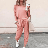 Women's Two-Piece Long-Sleeve Drawstring Waist Set