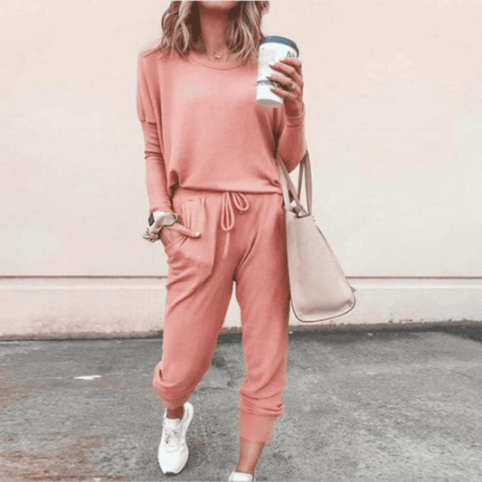 Women's Two-Piece Long-Sleeve Drawstring Waist Set