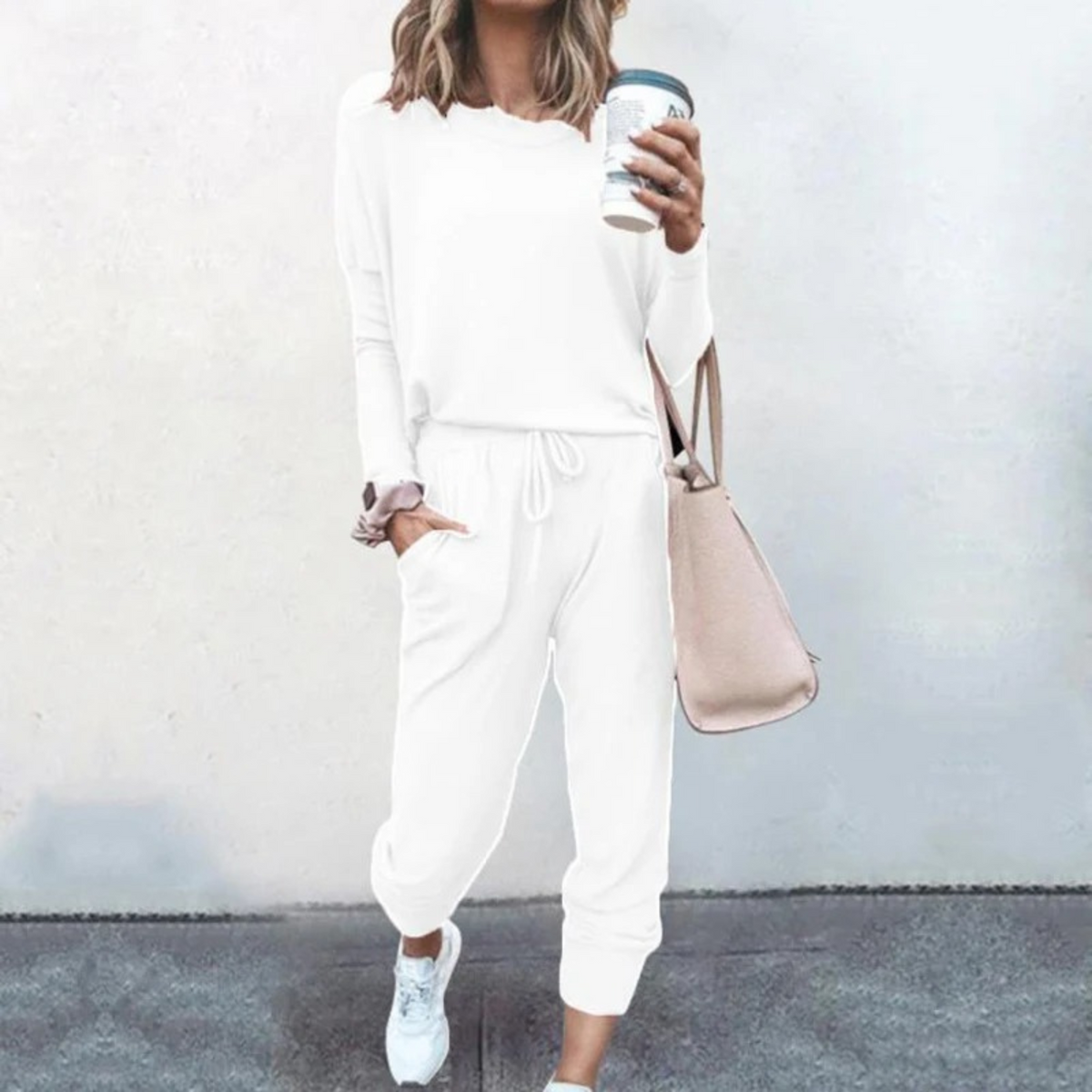 Women's Two-Piece Long-Sleeve Drawstring Waist Set