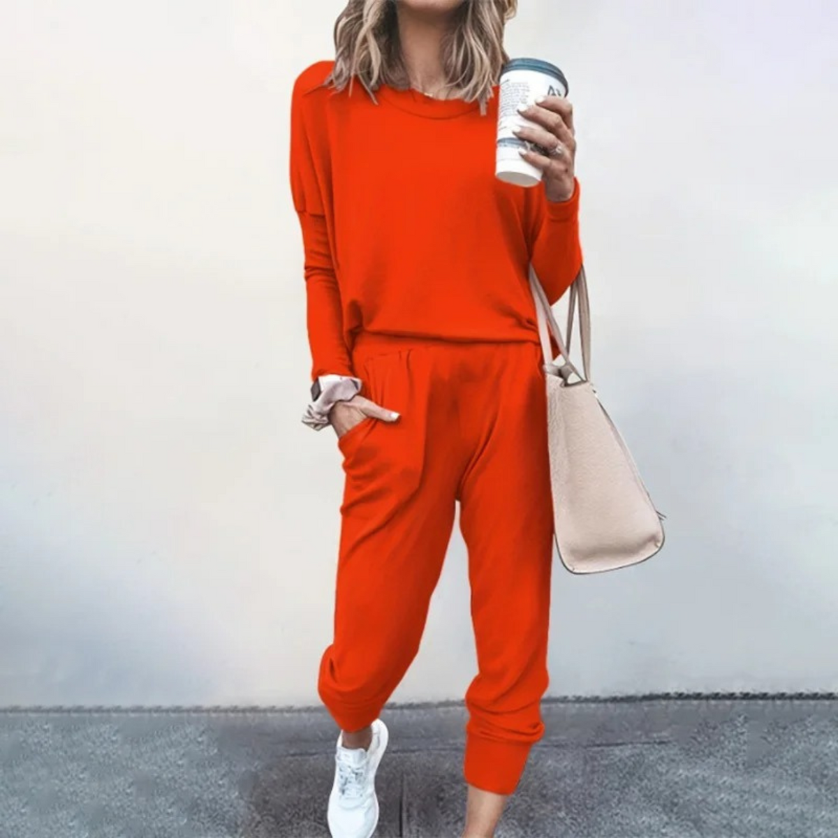 Women's Two-Piece Long-Sleeve Drawstring Waist Set