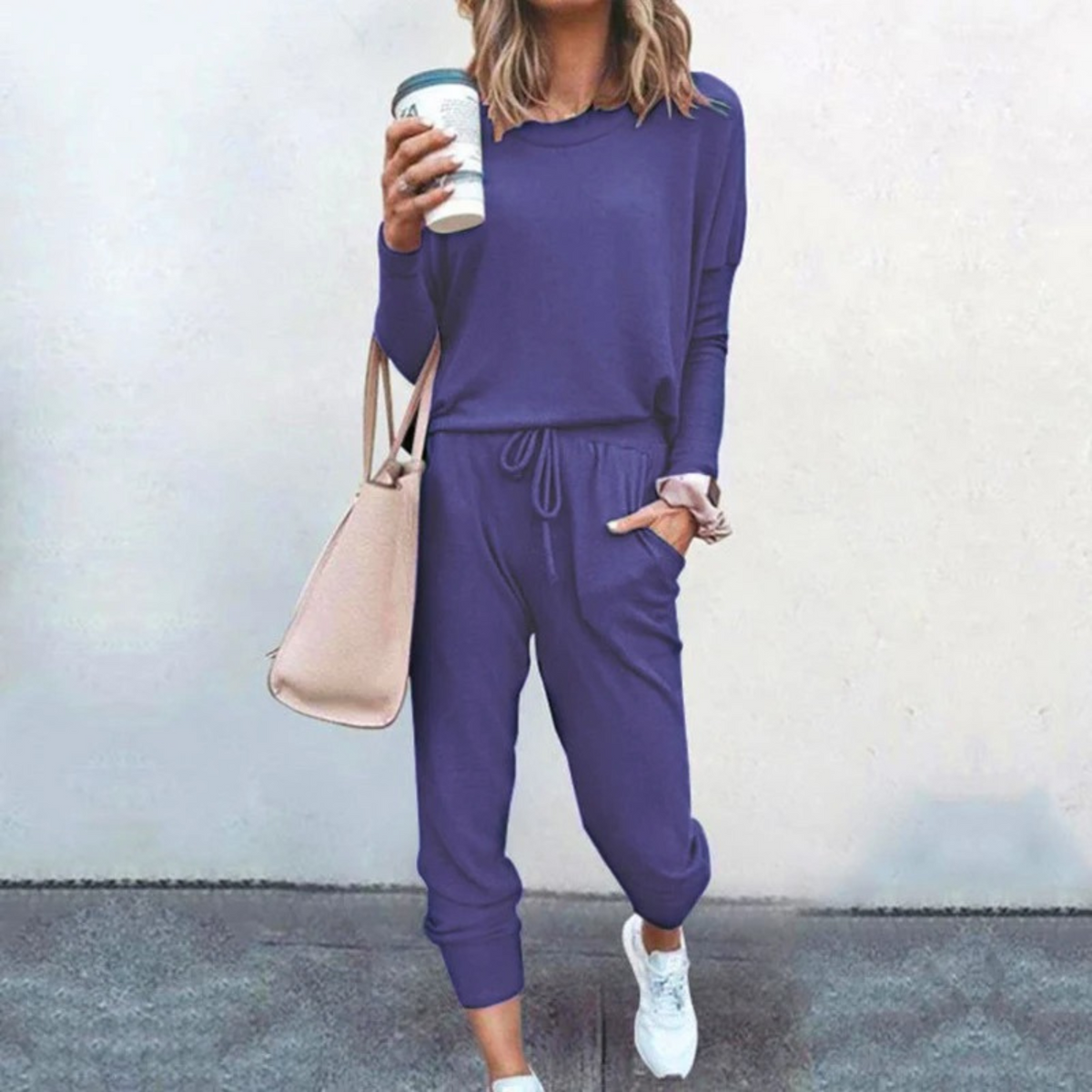 Women's Two-Piece Long-Sleeve Drawstring Waist Set