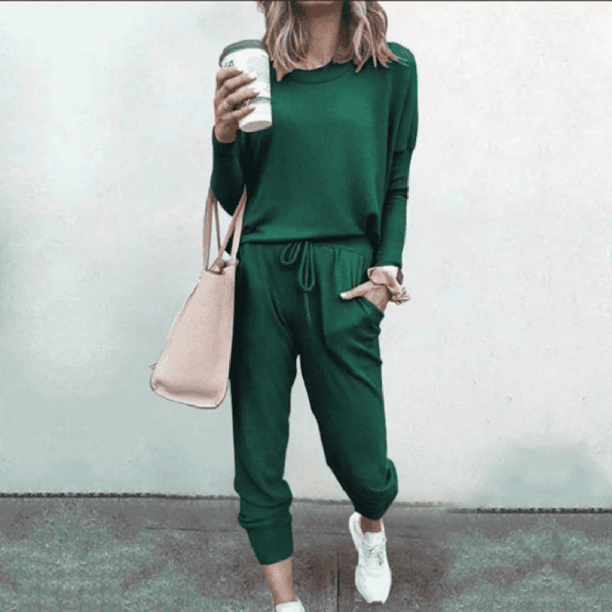 Women's Two-Piece Long-Sleeve Drawstring Waist Set