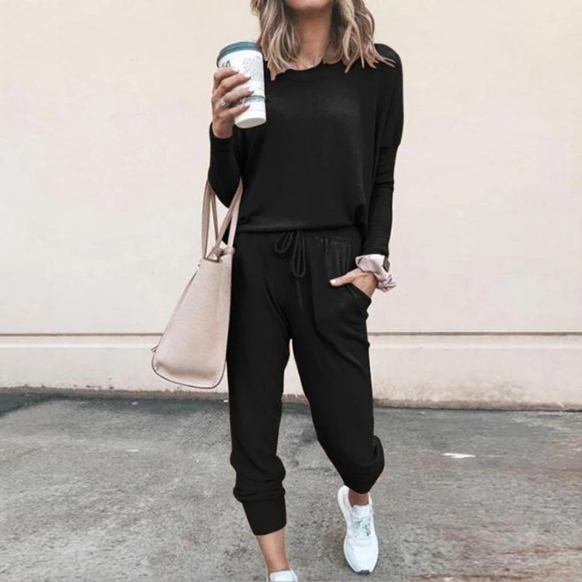 Women's Two-Piece Long-Sleeve Drawstring Waist Set
